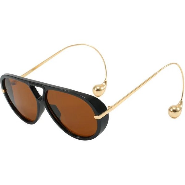 Estilo De DiseñAdor De Lujo Estilo Gafas De Sol De Aviador Oversize Gafas Damas Para Hombres Populares CláSicas Gafas De Sol Punk Gafas De Doble Puente As The Picture Brown-image