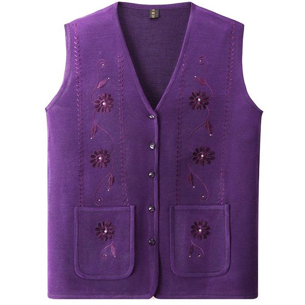 Chaleco Fino De Primavera OtoñO Para Mujeres De Mediana Edad Y Ancianas Chaleco CáRdigan Para Ancianas Suelto Talla Grande Conjunto CáRdigan De Punto Para Abuela 4XL Blue-image