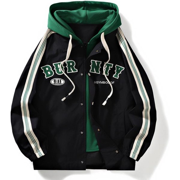 Nueva Chaqueta De Marca De Moda De OtoñO Para Adolescentes Con Top Con Capucha De Color Contrastante, Chaqueta De BéIsbol Estilo Hong Kong, Chaqueta De Hombre 3XL Black-image