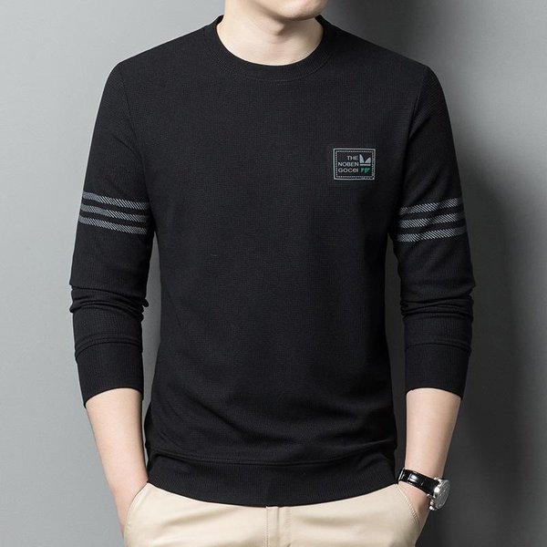 MęSka Bluza Wiosna Nowa Modna Wszechstronna MęSka GóRa Z DłUgim RęKawem T-Shirty Z Nadrukiem Dla MężCzyzn Xxxxl Black-image