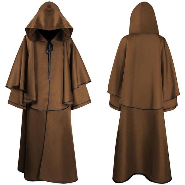 Capa Medieval Con Capucha TúNica Capa 5 Colores TúNica De Monje Capa Capa Manga Larga Capa De Mago Halloween Escenario Cosplay Disfraces Nuevo Xxxl-image