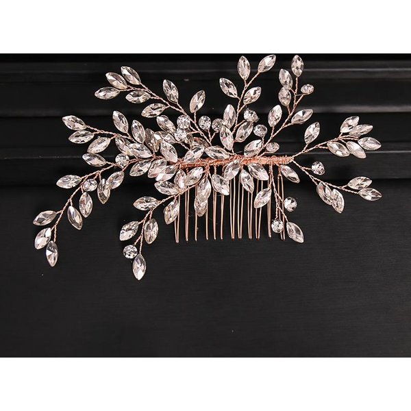 Nueva Tiara Color Plata Oro Rosa Hecha A Mano Peines Para El Cabello Peines De Cristal Y PedreríA Accesorios Para El Cabello De Novia Diademas Para Mujeres De Boda Gray-image