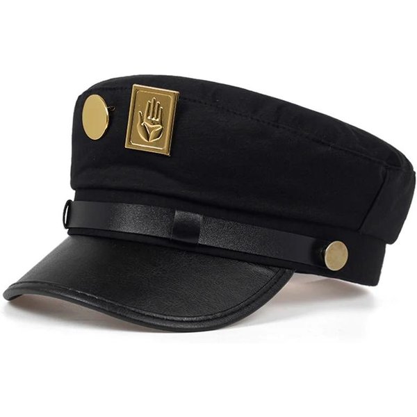 Anime Jojo's Bizarre Adventure Kujo Jotaro Cosplay Czapka Unisex Dla DorosłYch Metalowa Odznaka Kapelusz Rekwizyt Czarny-image