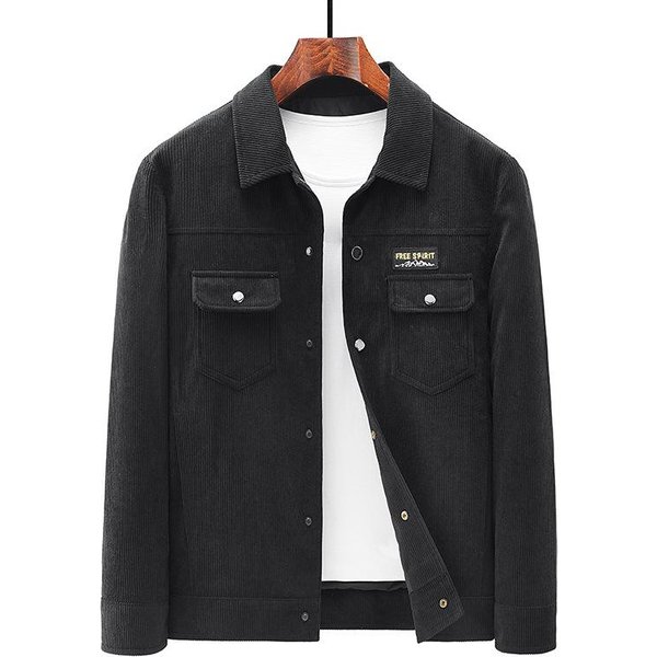 Nueva Chaqueta De Pana Fina De OtoñO Para Hombre De Una Sola Capa Chaqueta Reversible Para Hombre 5XL Black-image