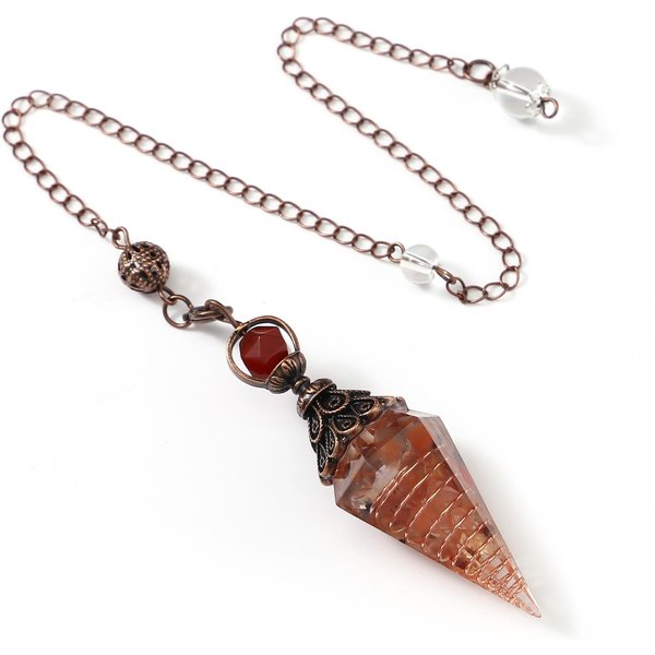 PéNdulo De Radiestesia De Cristal Curativo De 7 Chakras Naturales, Chips De Reiki, Colgante Espiritual De OrgóN Para AdivinacióN, Wicca, Equilibrio De EnergíA Red-Agate-image