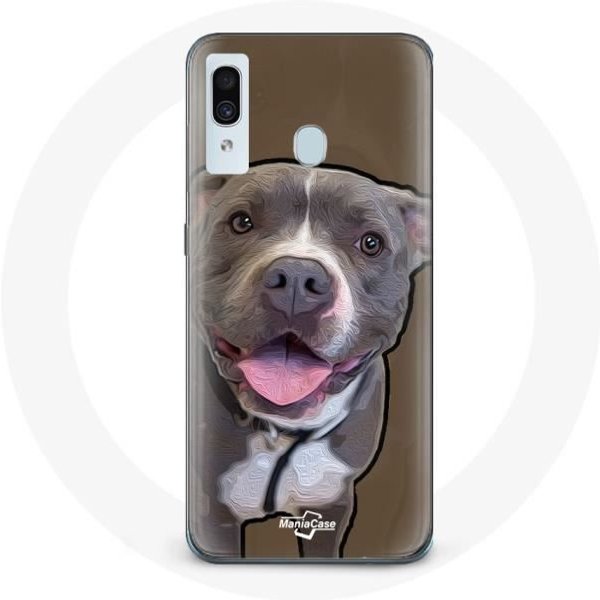 Funda - Maniacase - Samsung Galaxy A20 - Perro Pitbull - Flexible - ProteccióN Blanco-image
