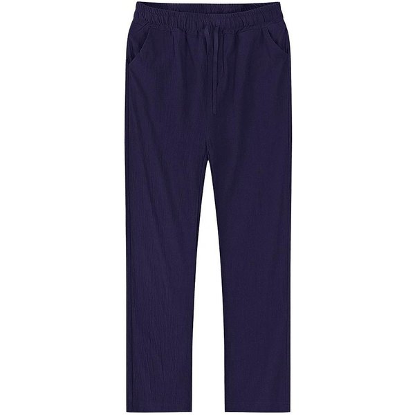 Pantalones De Lino AlgodóN Para Hombre OtoñO Casual Rectos Transpirables Color SóLido Pantalones De Lino Fitness Streetwear S-3XL XL White-image