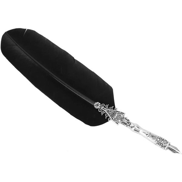 Pluma EstilográFica CláSica Vintage Pluma De Firma CaligrafíA Pluma De Pluma Pluma De InmersióN Tinta Para Escritura (Negro) Negro-image