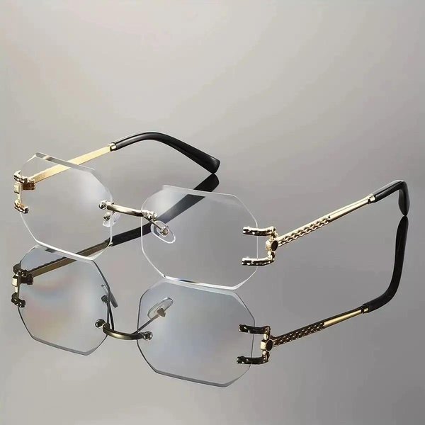 Vintage Okulary PrzeciwsłOneczne Bez Oprawek Damskie MęSkie Designerskie WielokąTne Okulary PrzeciwsłOneczne Modne ProstokąTne Ochrona UV400 Okulary PrzeciwsłOneczne-image