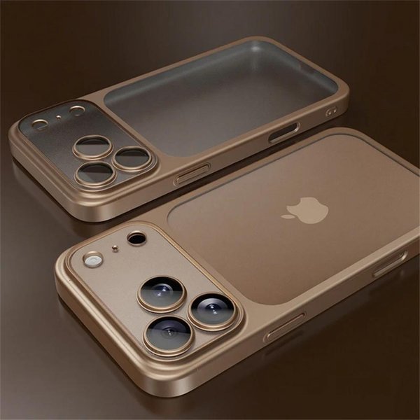 Luksusowe Oryginalne Matowe Przezroczyste Matowe Etui Na Telefon Dla Iphone 17 16 15 14 13 12 Pro Max Air Folia Na Obiektyw Z SzkłA Odporne Na WstrząSy Twarde Etui PC For Iphone 17 Pro ZłOty-image