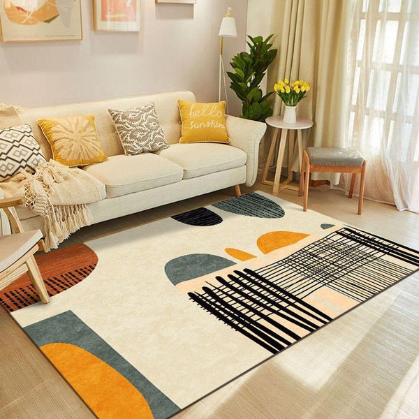 Alfombra Minimalista Moderna Sala De Estar Sofá Alfombra De ÁRea Grande Dormitorio Alfombras De Mesita De Noche Felpudo Antideslizante DecoracióN Del Hogar 100*160Cm-image