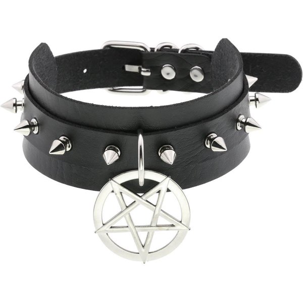 Diezi Punk Czarny Koronkowy SkóRzany Choker Naszyjnik Torques Dla Kobiet MężCzyzn Harajuku Gotycki Seksowny OkrąGłY Serce KołNierz Naszyjnik BiżUteria Black-image