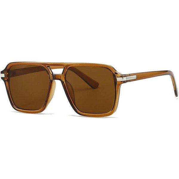 Retro Kwadratowe Okulary PrzeciwsłOneczne Pilotki Dla Pań MężCzyzn Klasyczne Vintage Z Lat 70. PodwóJny Mostek Okulary Do Jazdy Casualowe Okulary PrzeciwsłOneczne As Picture Brown-image