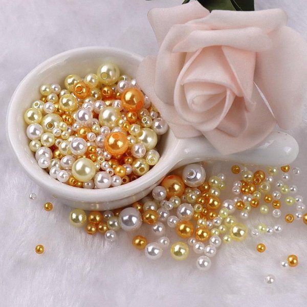 150 Szt. Koraliki Z Imitacji Pereł, 3-8Mm OkrąGłE Koraliki ABS Z Tworzywa Sztucznego Z PodwóJnym Otworem, LuźNe Koraliki Do RęKodziełA DIY I AkcesorióW Do Wyrobu BiżUterii 3-8Mm Brown-image