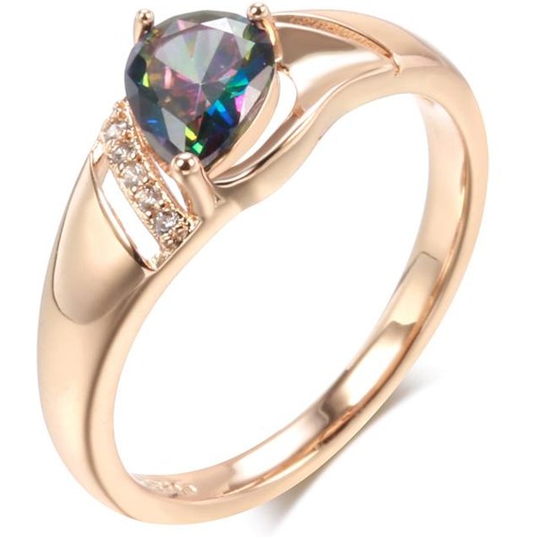 Nuevo Anillo De Novia Color Oro Rosa Para Mujer Zirconia Natural Multicolor Accesorios De Boda JoyeríA Vintage Diaria 10 Beige-image
