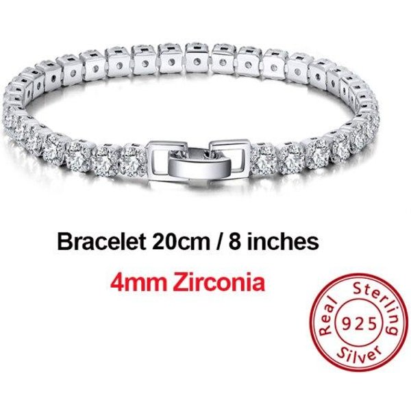 Pulseras De Tenis Rinntin Para Mujer Hombre Pulseras De Tenis De Plata De Ley 925 De Lujo Pulsera De Circonita CúBica Brillante JoyeríA Sb91 White-image