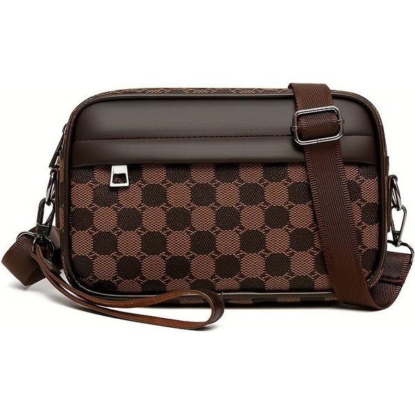 Stylowa MęSka Torba Na Ramię Ze SkóRy Syntetycznej - Uniwersalna Torba Typu Crossbody I KopertóWka, Regulowany Pasek, Czarna Black-image