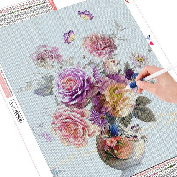 Mosaico De Diamantes Flor Pintura Con Cuentas Bordado De Diamantes Juego Completo Punto De Cruz Flor 20X30CM Gray-image