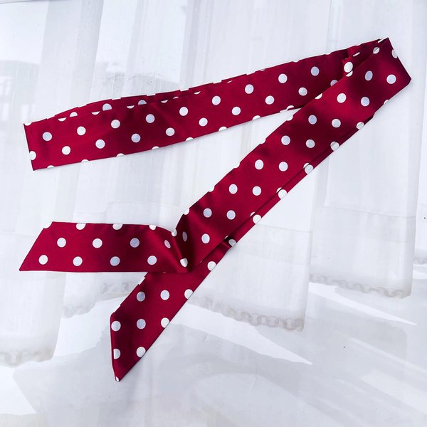 1 Unidad Moda Cinta Lunares Bufanda Estampada Bufanda Fina Cinta Para El Cabello Estilo Coreano PañUelo De Cuello Bufandas Largas Brown-image