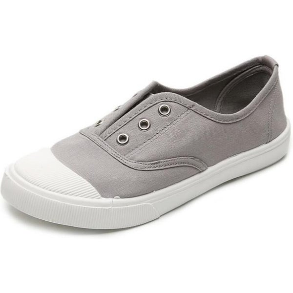 OtoñO 2026 Nuevos Zapatos De Lona Slip-On Mujer Zapatos Blancos Verano Estudiante Suela Plana Casuales Zapatillas De Mujer 40 Gris-image