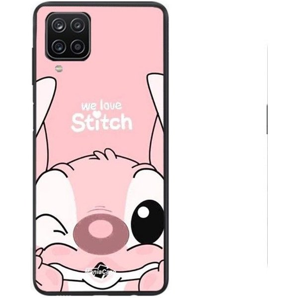 Coque - Maniacase - Galaxy A12 - Silicone - Souple - Stitch Angel Mignon Gond Rose-image