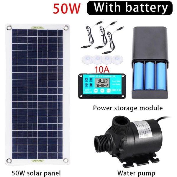 50W 800L/H Bezszczotkowy Zestaw Pompy Wodnej Zasilanej Energią SłOneczną Ultracichy Silnik Pompy Wodnej Zanurzeniowej Dekoracja Stawu Rybnego Ogrodu Fontanny-image