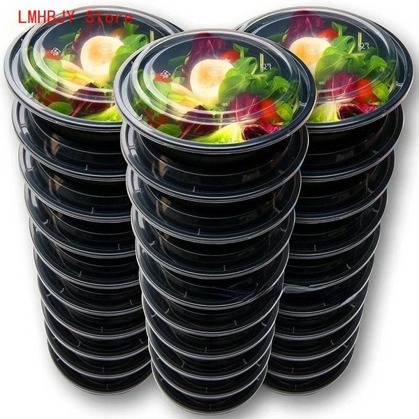 Pojemniki Do Przygotowywania PosiłKóW Plastikowe Pojemniki Na żYwność Z Pokrywkami ZewnęTrzny PrzenośNy Lunchbox Bento, 1-Komorowy OkrąGłY Lunchbox 700 Ml&1 Gray-image