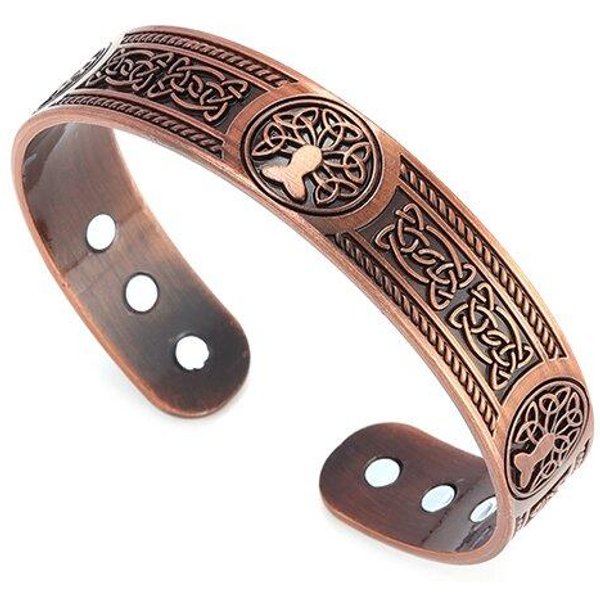 Pulsera De Brazalete TóTem Para Mujeres Y Hombres Cobre Antiguo Plateado Ajustable MagnéTico Pulsera Brazalete Exquisito Regalo Gray-image