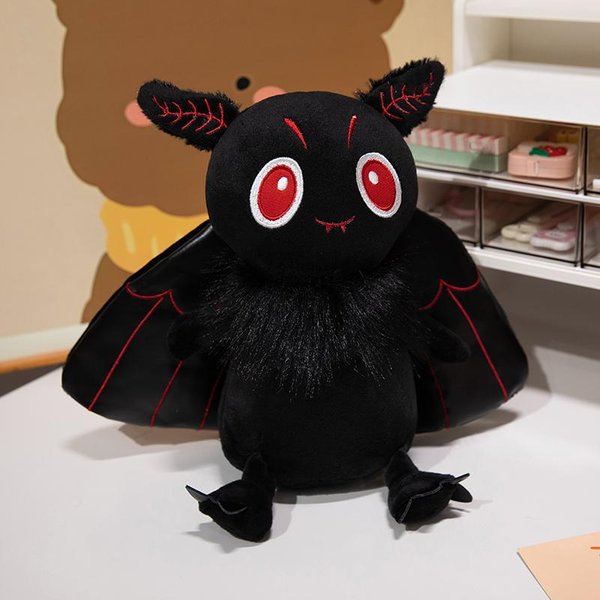 Urocza Pluszowa Zabawka Ciemny ćMa Wypchana ćMa MięKka Lalka Pluszowa Na Halloween Zabawka Dla Dzieci Dekoracja Domu 25Cm-image