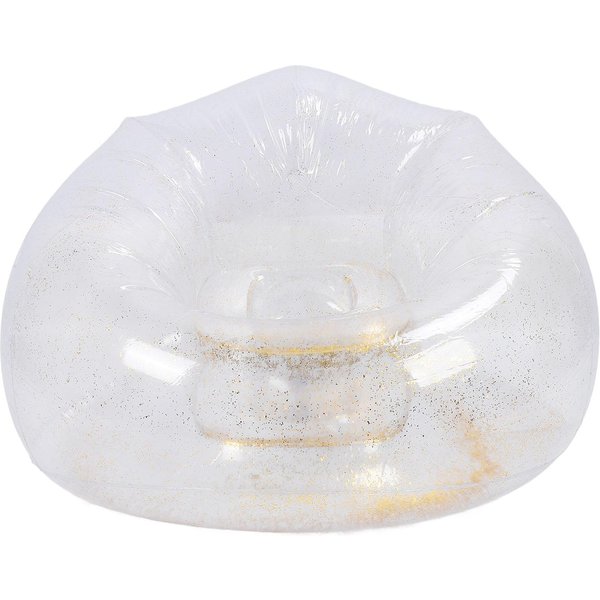 Nadmuchiwane KrzesłO Wygodne RelaksująCe Przezroczyste Ergonomiczne OszczęDzająCe Miejsce PVC Nadmuchiwana Sofa KrzesłO Srebro-image