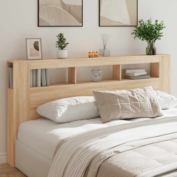 Vidaxl Cabecero De Cama Con Led, Roble Sonoma, 200X18,5X103,5 Cm-image