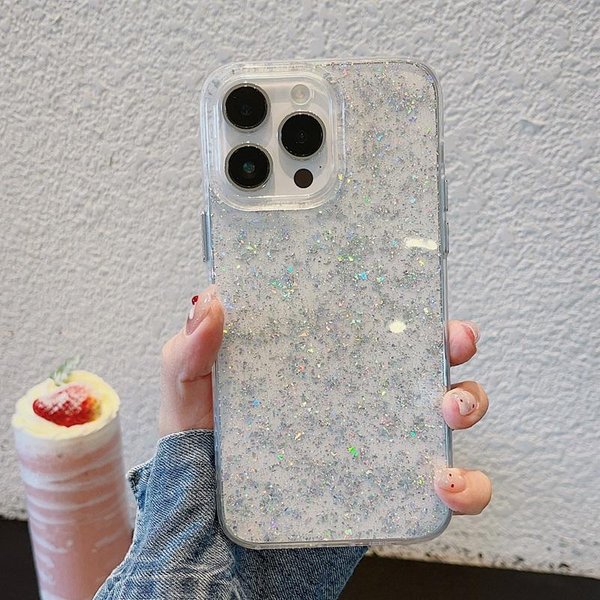 Luksusowe Brokatowe Przezroczyste Etui Na Telefon Dla Iphone 16 15 14 13 12 11 Pro Max Plus X XR XS Max Odporne Na WstrząSy Przezroczysty Bumper Tylna Pokrywa For Iphone 13&Pc + Tpu-image