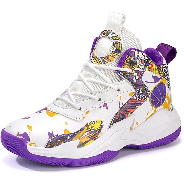 Zapatillas De Baloncesto Para NiñOs Antideslizantes Transpirables Zapatillas De Entrenamiento De Baloncesto Con Zapatillas De Baloncesto Para NiñOs Y NiñAs Zapatillas Deportivas 31-39 36 White-image