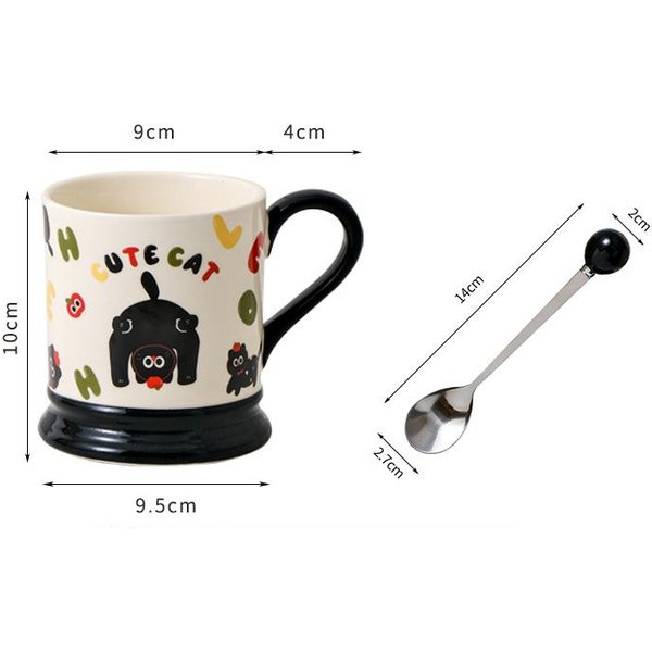 Taza De CeráMica Estilo Lindo Gato Travieso Taza De Café Para El Hogar Taza Creativa Regalo De CumpleañOs Para Mejor Amigo Taza De Agua Para Pareja 301-400Ml-image