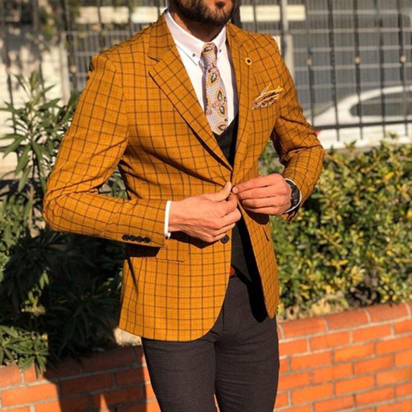 Blazer Y Vestido Casual De Hombre Para Todas Las Estaciones XL Orange-image