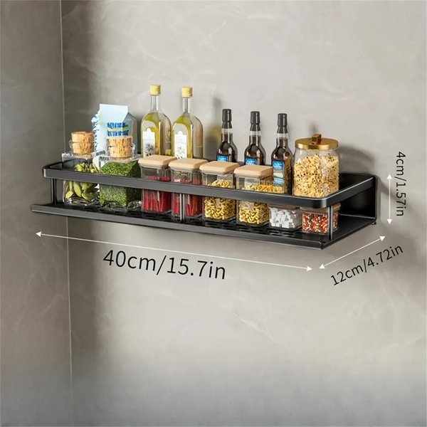 1 Estante De Almacenamiento Multifuncional Con Barra Estante Para Condimentos Estante De Almacenamiento De Condimentos Montado En La Pared Para ArtíCulos De Cocina-image