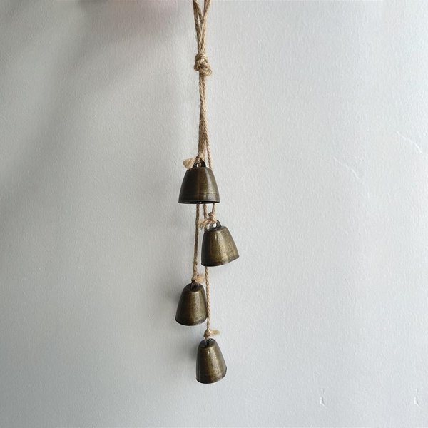 Campanas De Bruja Sencillas Hechas A Mano, Timbre Creativo, Campanas De Viento De Cuerda De Yute Vintage, Campanas De Viento Colgantes Para Puerta, DecoracióN De Patio-image