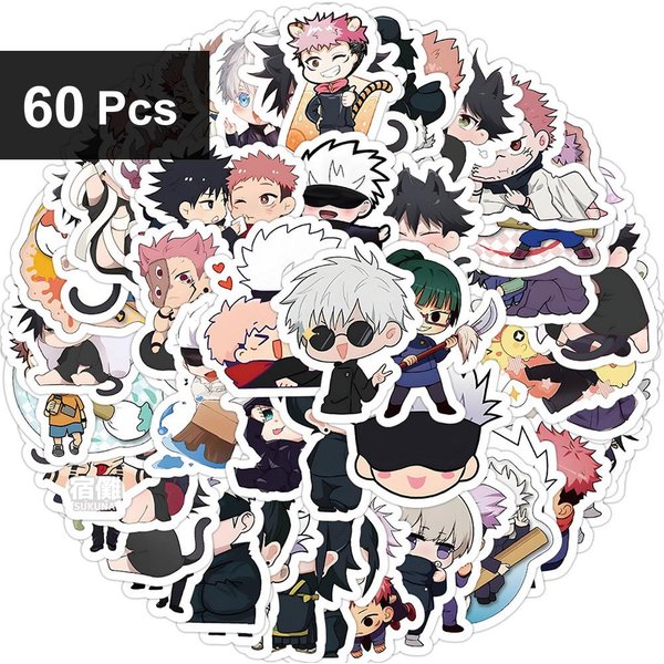 30/60/180 Szt. Naklejki Anime Jujutsu Kaisen Urocze Satoru Gojo Itadori Yuji ArtykułY Papiernicze Naklejka Z KreskóWki Telefon Laptop Dziennik Kawaii-image