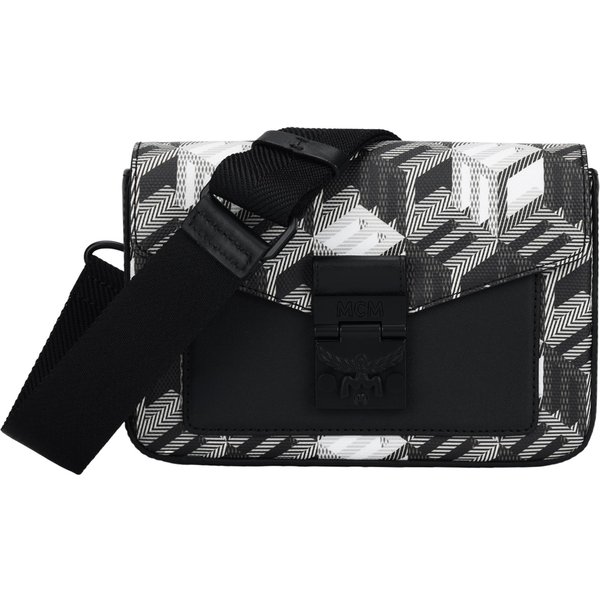MCM Millie Visetos Monogram Kostkowy WzóR Millie ZapięCie Na Zamek PłóCienna Powlekana SkóRzana Torba Na Ramię MałA Unisex Torba Na Ramię Czarna MMRBACK09BW001 Basic Set (Bag+Dust Bag) Black-image