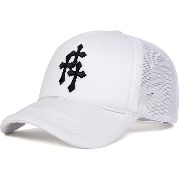 Gorras De BéIsbol De Malla Unisex Con Bordado De Cruz Para Primavera Y Verano, Ajustables, Casuales Para Exteriores, Gorra Protectora Solar, Gorra Deportiva White-image