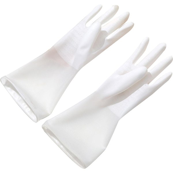Guantes De Limpieza De Goma Guantes Para Lavar Platos De Cocina Reutilizables Impermeables Antideslizantes Guantes Para Tareas Del Hogar Para Lavar Platos M White-image