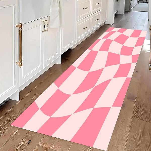 Nowoczesny Dywanik Typu Runner Z Iluzją Optyczną, Geometryczny WzóR W Kratkę, MięKki, AntypośLizgowy Dywanik Do Przedpokoju, Salonu, Sypialni, WejśCia 50X150Cm-image