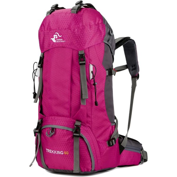 Darmowy Plecak Turystyczny Knight 60L Plecak Kempingowy Z Pokrowcem Przeciwdeszczowym, Lekki Plecak GóRski Outdoor 60L RóżOwy-image