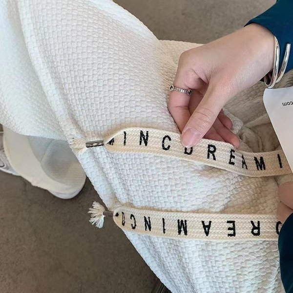 Pantalones Anchos De Primavera Y OtoñO Sueltos Casuales CordóN Rectos Piernas Anchas Cintura Alta CaíDa VersáTiles De Piso Para Mujer XXL-image