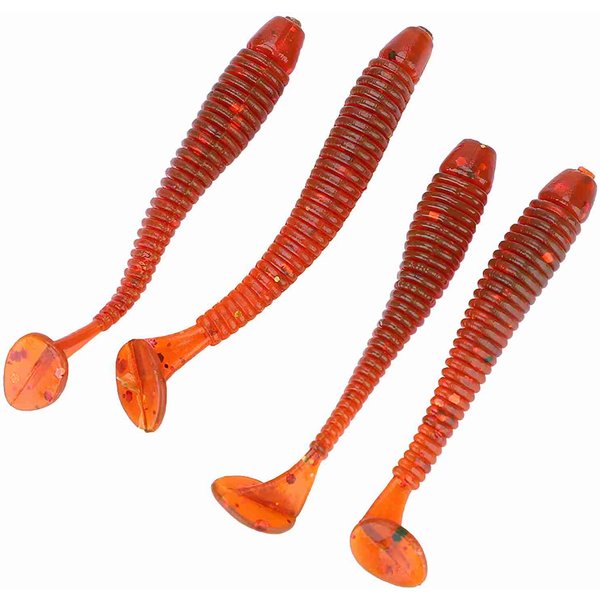 50 Szt. 5 Cm MięKkie Plastikowe PrzynęTy WęDkarskie T Tail Grub Worm Baits Akcesoria WęDkarskie Czerwony Czerwony-image