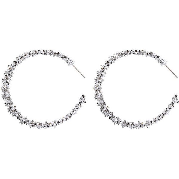 Moda Nuevo, CíRculo Personalizado Espinoso, Pendientes Grandes, Pendientes, Pendientes De BotóN, JoyeríA. Plata-image