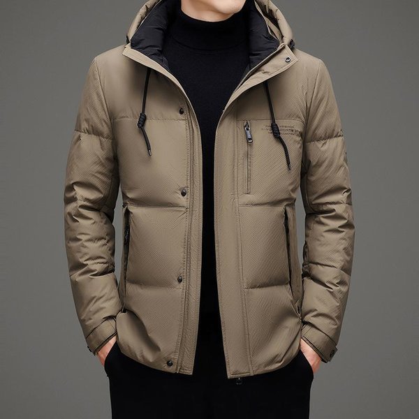 Chaqueta De PlumóN Para Hombre, OtoñO E Invierno, Con Capucha De PlumóN De Pato Blanco, Color Liso, Con Cremallera, Informal, De Negocios, Para JóVenes Y Personas De Mediana Edad. 4XL-image