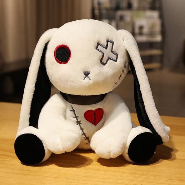 Seria Ciemna Pluszowy KróLik Styl Gotycki Rockowy Pluszowe ZwierząTka KróLik Lalka KróLiczek Pluszowa Zabawka Halloweenowa Dla Dzieci WystróJ Domu 25Cm-image