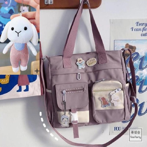 Modna PłóCienna Torebka Damska JapońSka Studencka Torba Listonoszka Nylonowa Torba Crossbody Szkolna-image