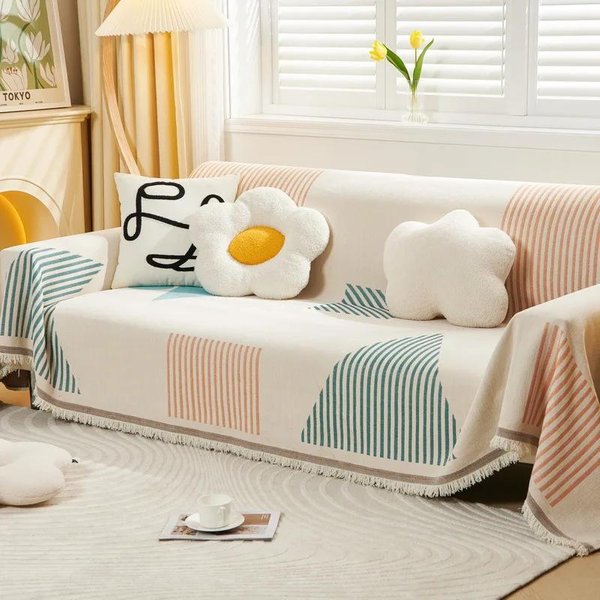 Funda De Sofá De Chenilla Estampada Estilo Americano Toalla Manta Cubre Sofá Universal Anti-ArañAzos Para Gatos Para Sala De Estar 180X130Cm1Pcs-image